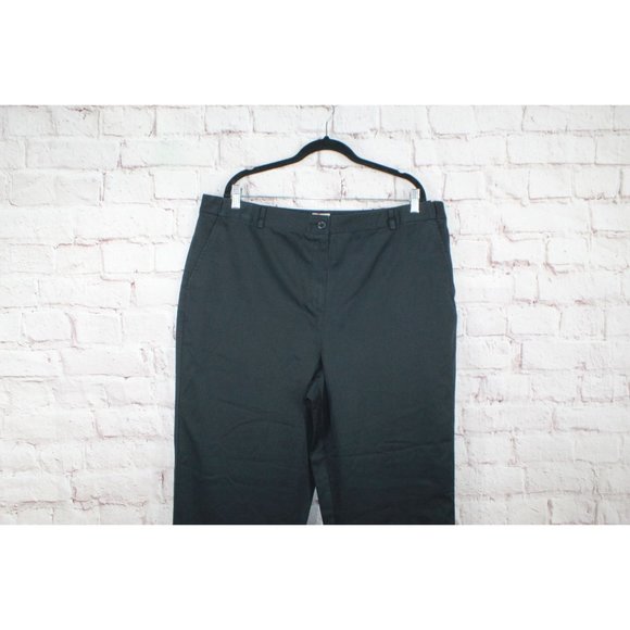 LL Bean Women's Bayside Black Cotton High-Rise Straight-Leg Pants Size 20 - Picture 2 of 9